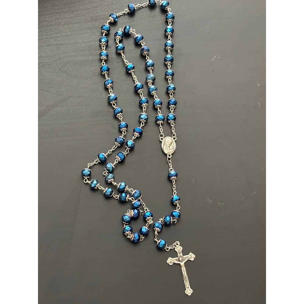 Terra Jerusalem Rosary Blue Faceted Beads